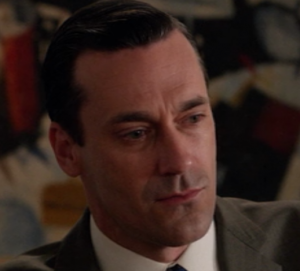 Close up of Jon Hamm, playing character of Don Draper on AMC's "Mad Men"