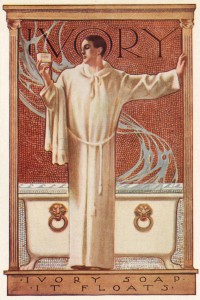 1922 Ivory Soap Ad, priest holding a cake of soap